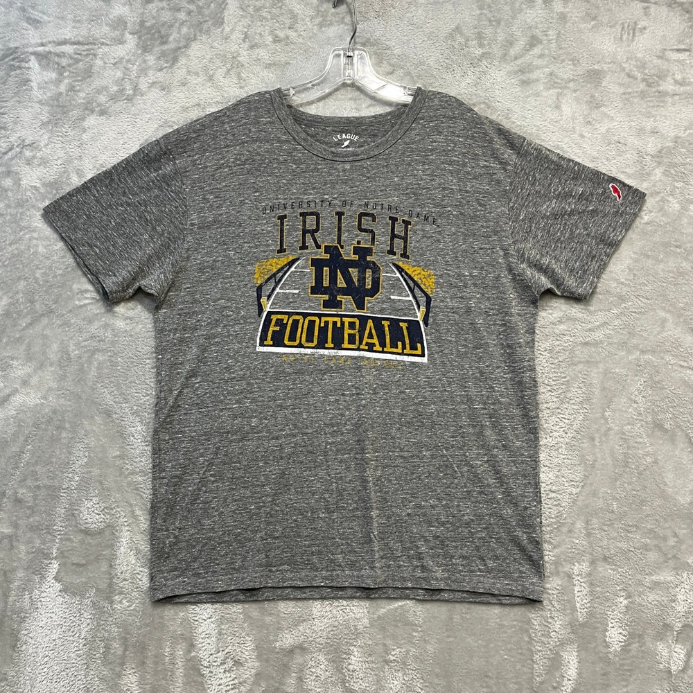 Notre Dame Fighting Irish T-Shirt Mens XL Gray Football Tri-Blend Short Sleeve